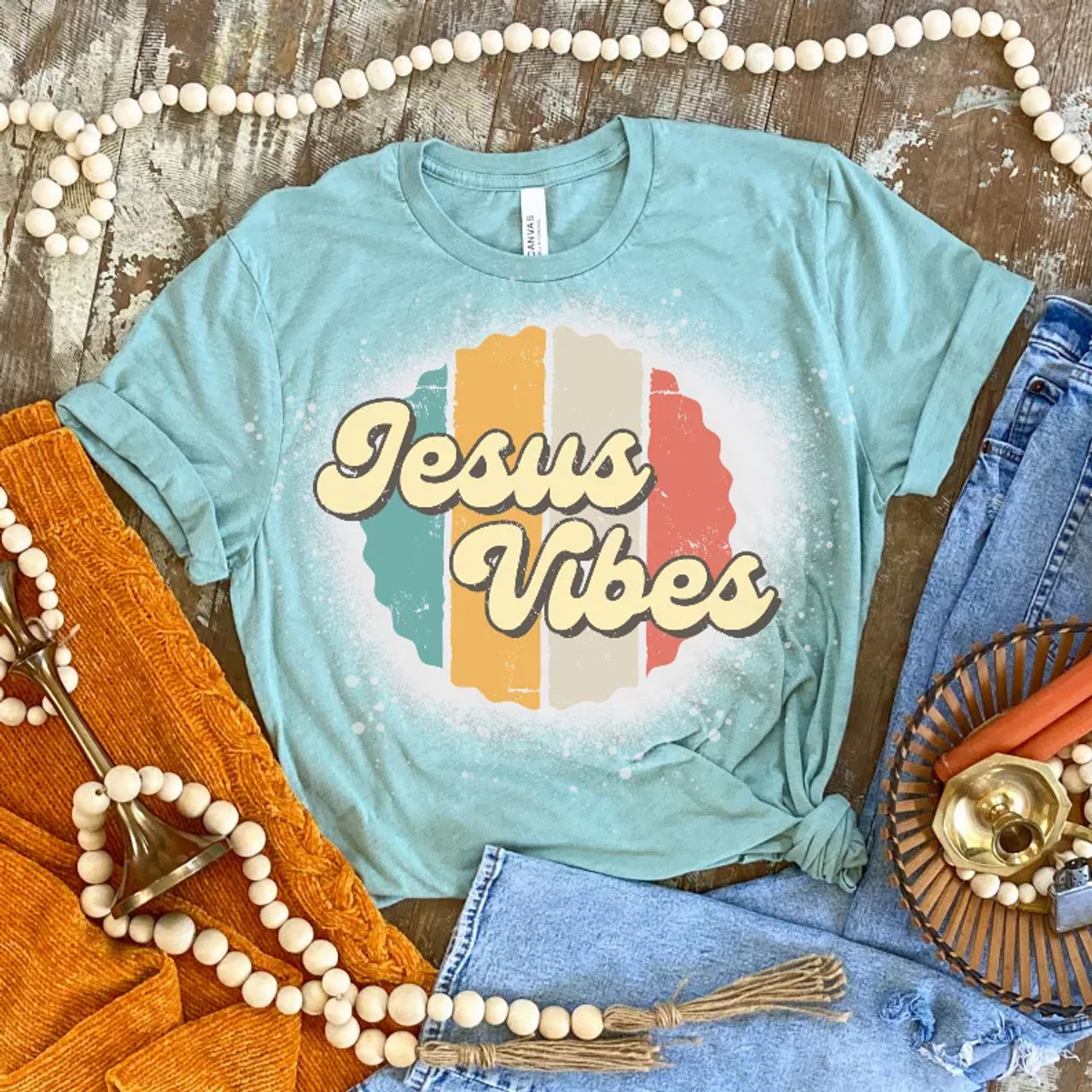 Jesus Vibes Bleached Shirt - S001660B002344P000230V005