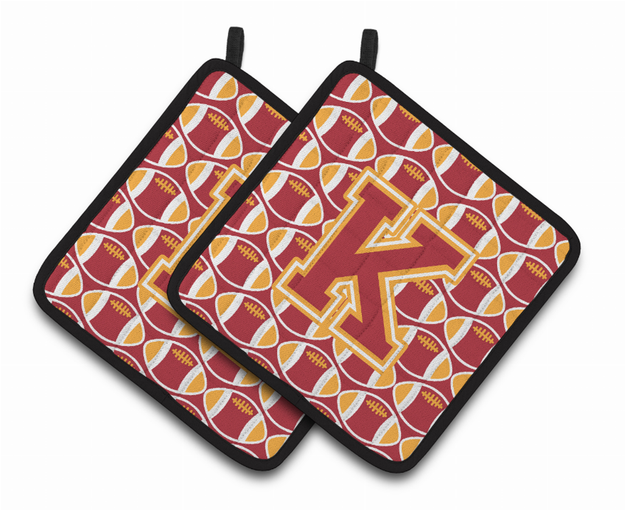 Monogram Football Pair of Pot Holders - CJ1070-KPTHD