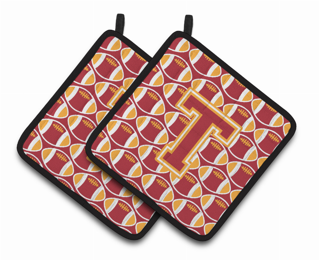 Monogram Football Pair of Pot Holders - CJ1070-TPTHD