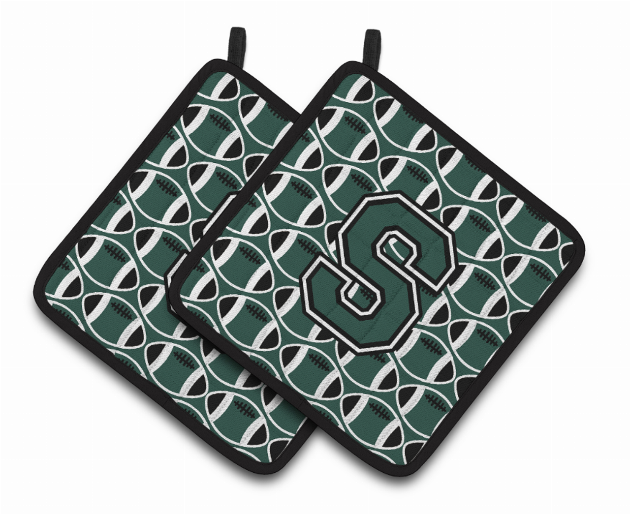 Monogram Football Pair of Pot Holders - CJ1071-SPTHD