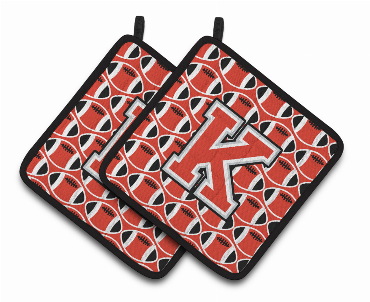 Monogram Football Pair of Pot Holders - CJ1067-KPTHD