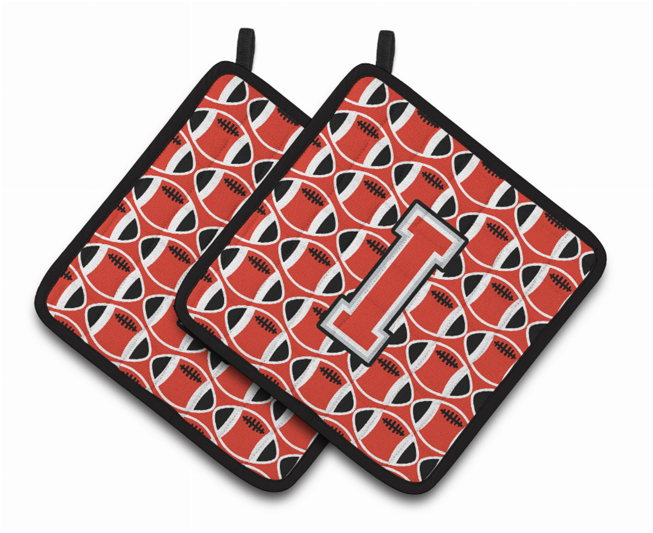 Monogram Football Pair of Pot Holders - CJ1067-IPTHD