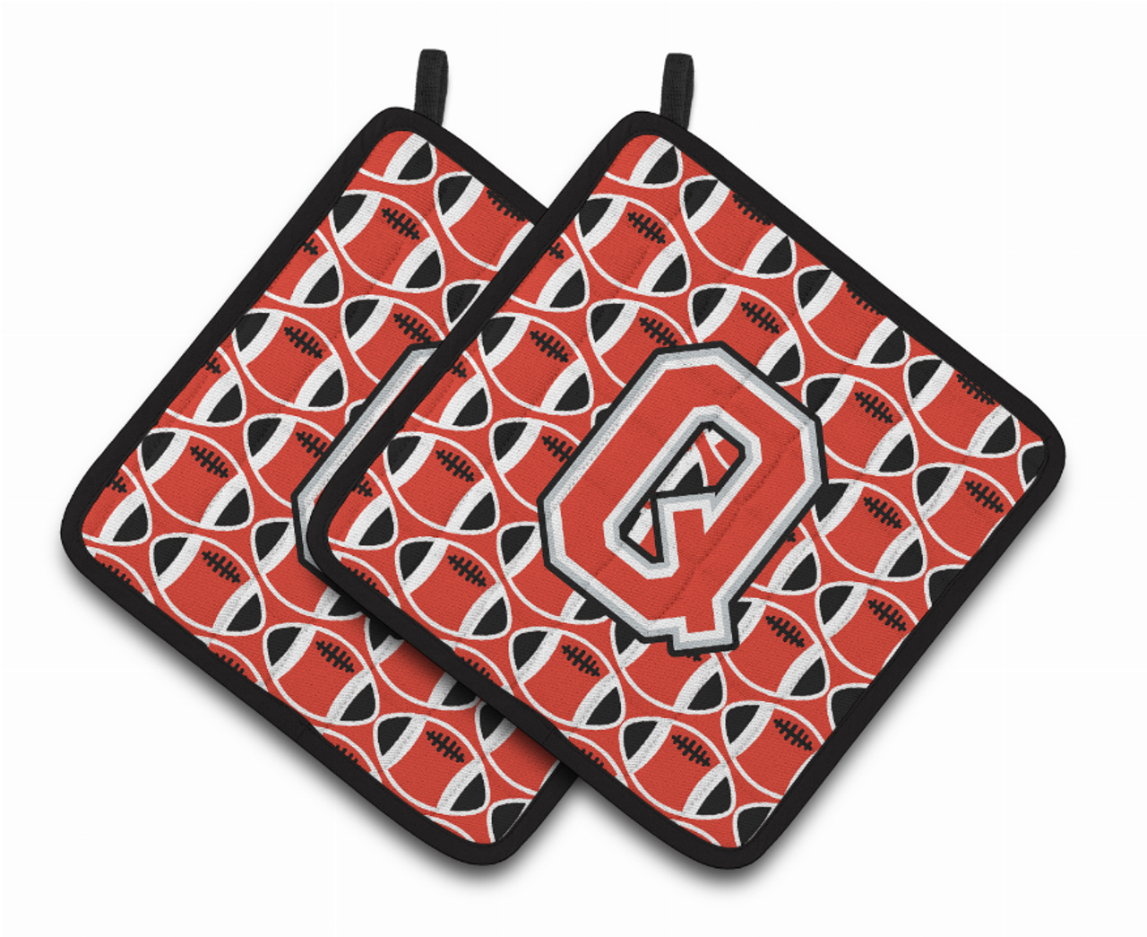 Monogram Football Pair of Pot Holders - CJ1067-QPTHD