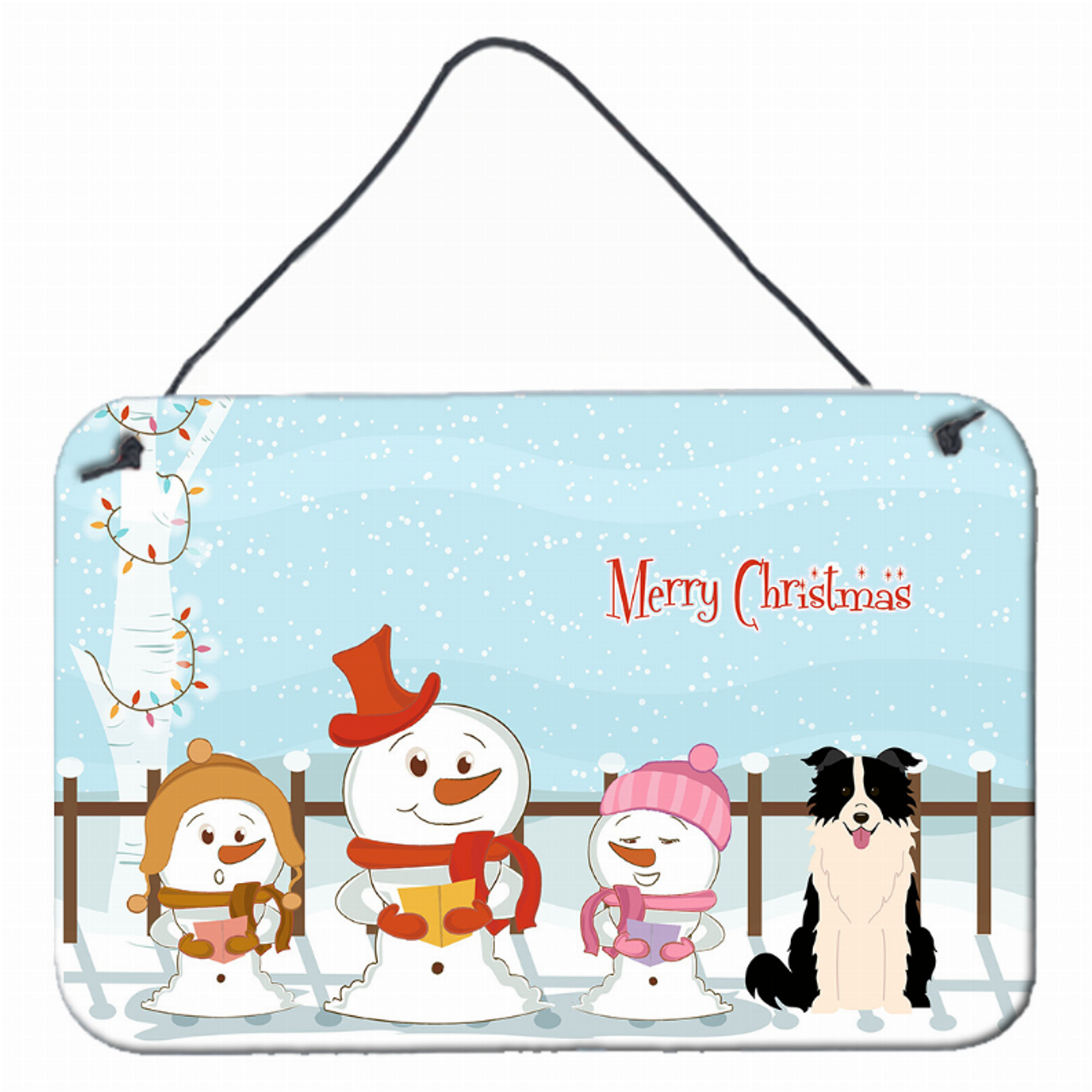 Merry Christmas Carolers Design with Dog Art Wall or Door Hanging Prints - BB2449DS812