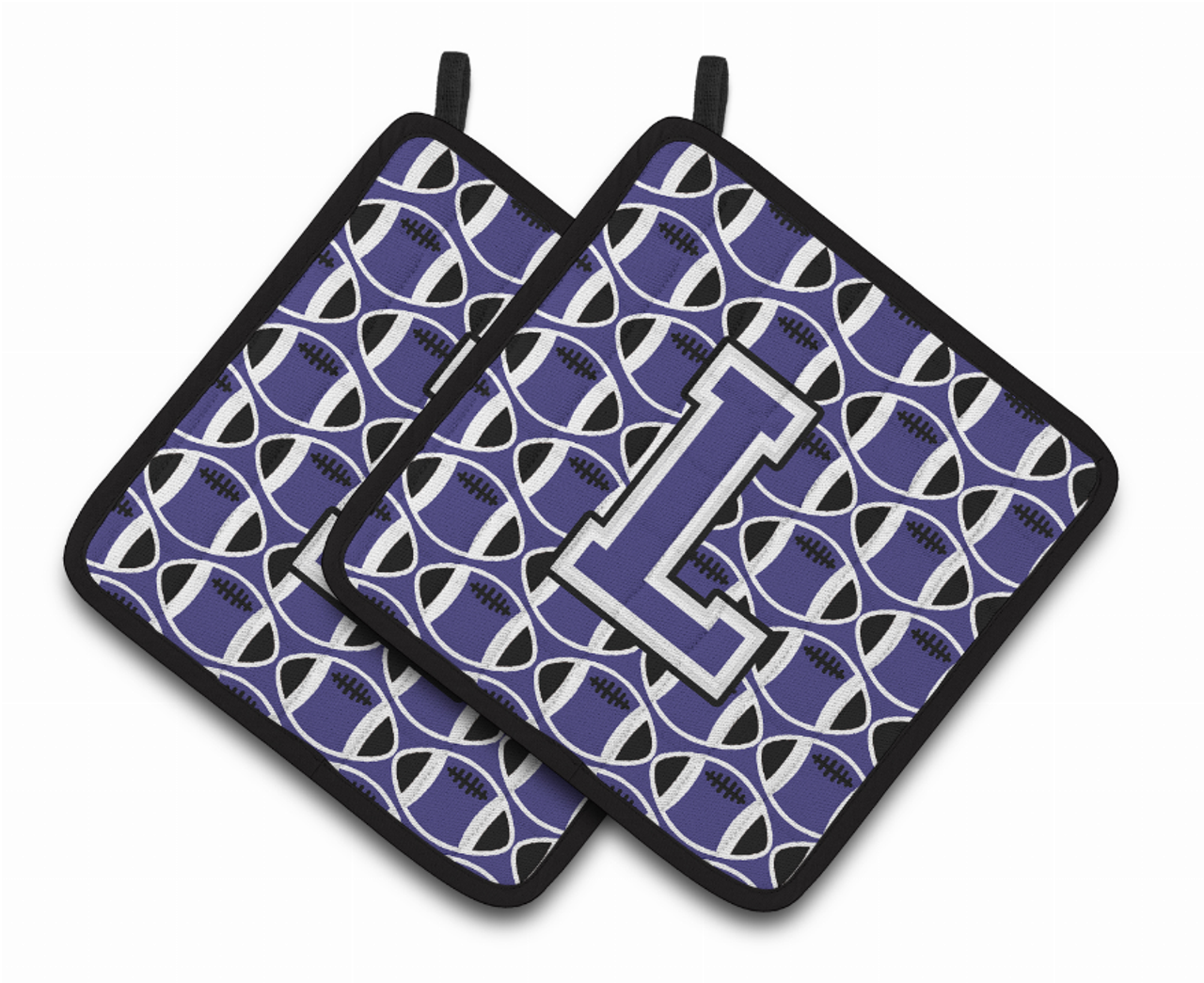 Monogram Football Pair of Pot Holders - CJ1068-LPTHD