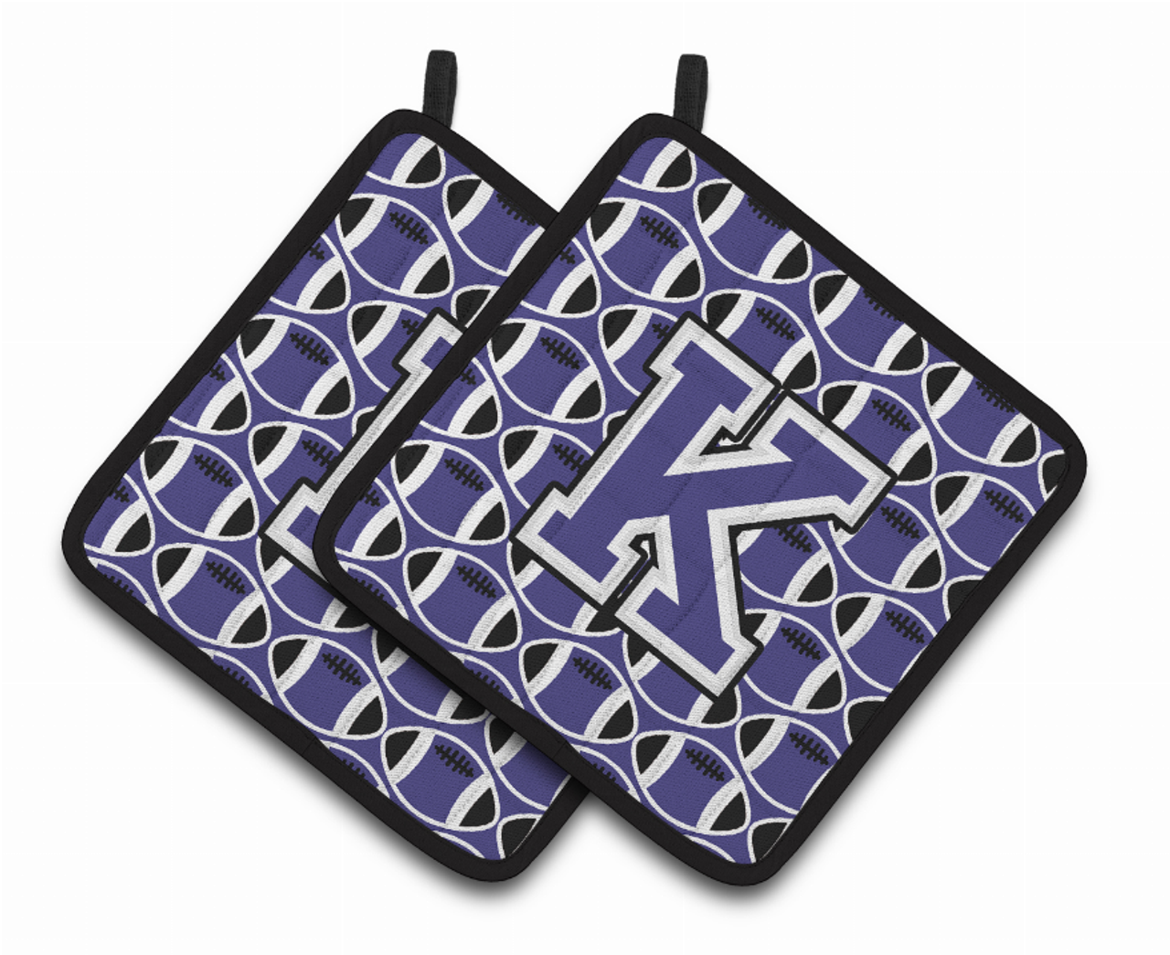 Monogram Football Pair of Pot Holders - CJ1068-KPTHD