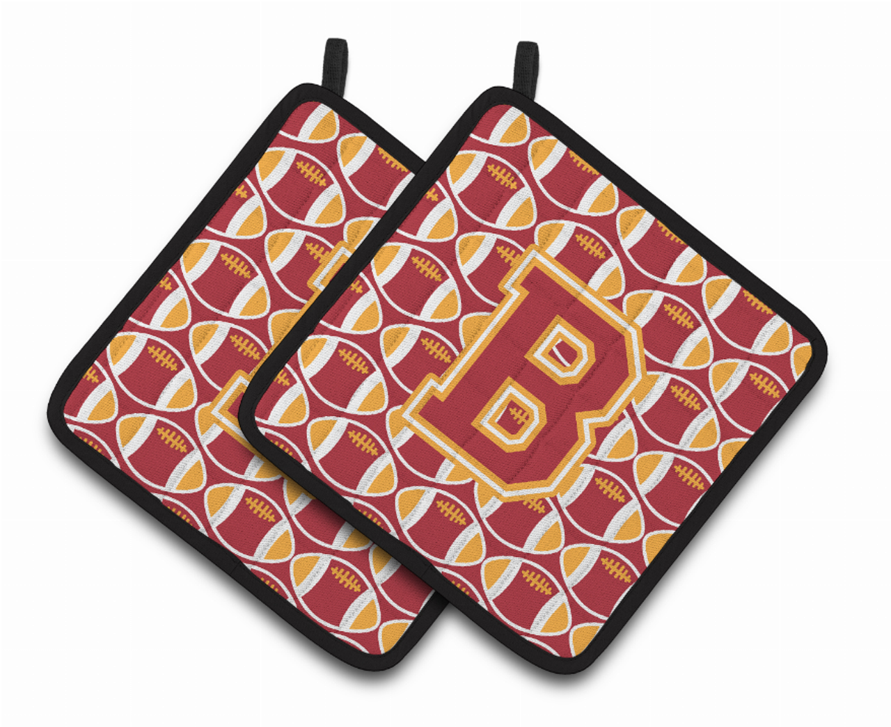 Monogram Football Pair of Pot Holders - CJ1070-BPTHD