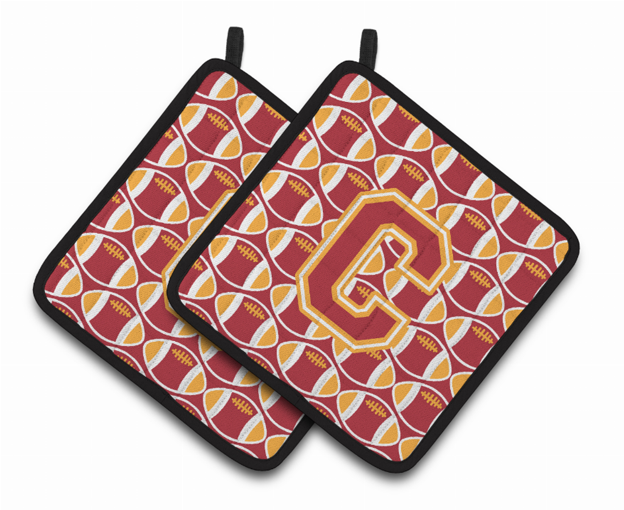 Monogram Football Pair of Pot Holders - CJ1070-CPTHD