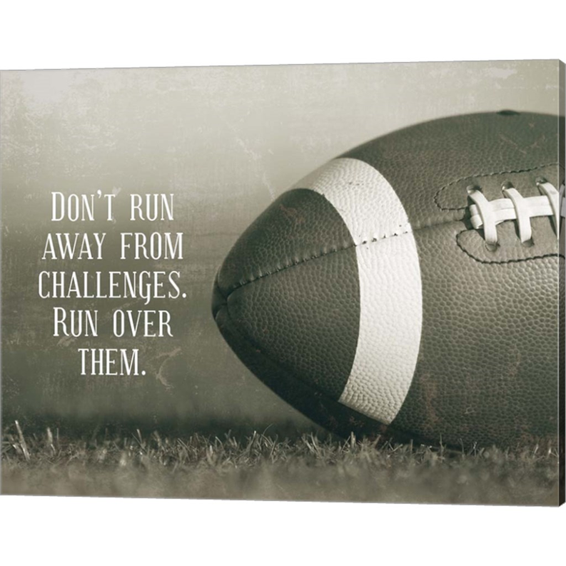 Don't Run Away From Challenges - Football Sepia by Sports Mania, Canvas Art