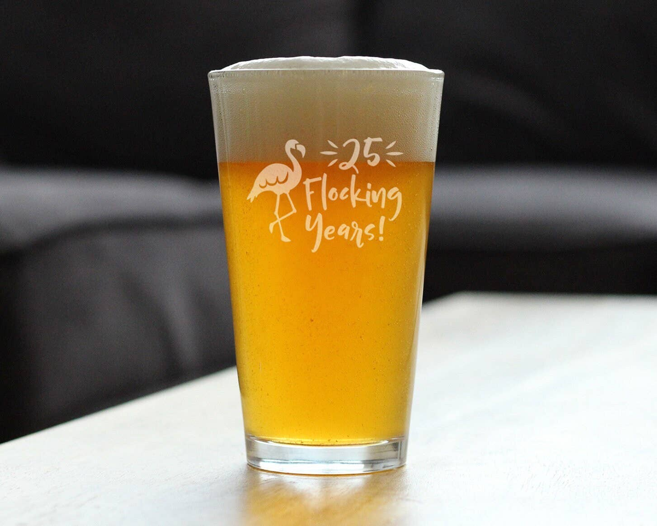 Flocking 25 Pint Glass for Beer - 25th Anniversary Gifts