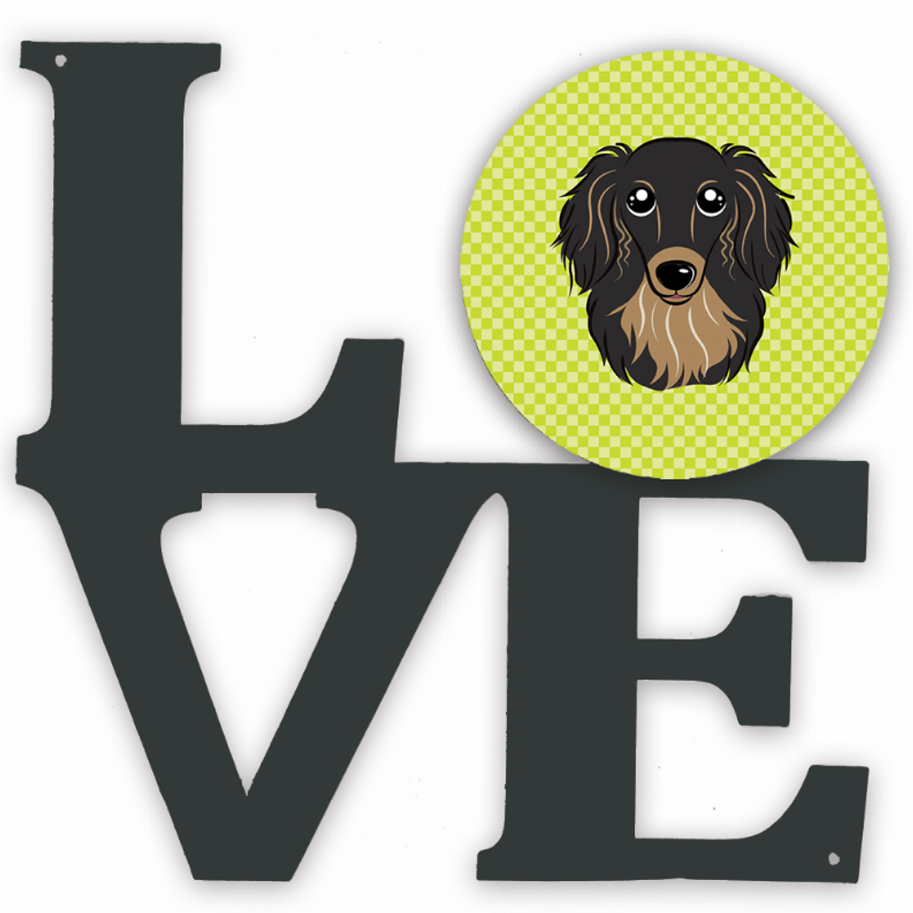 Checkerboard Dog Face Metal Wall Artwork LOVE - S000213B001695P011363V000