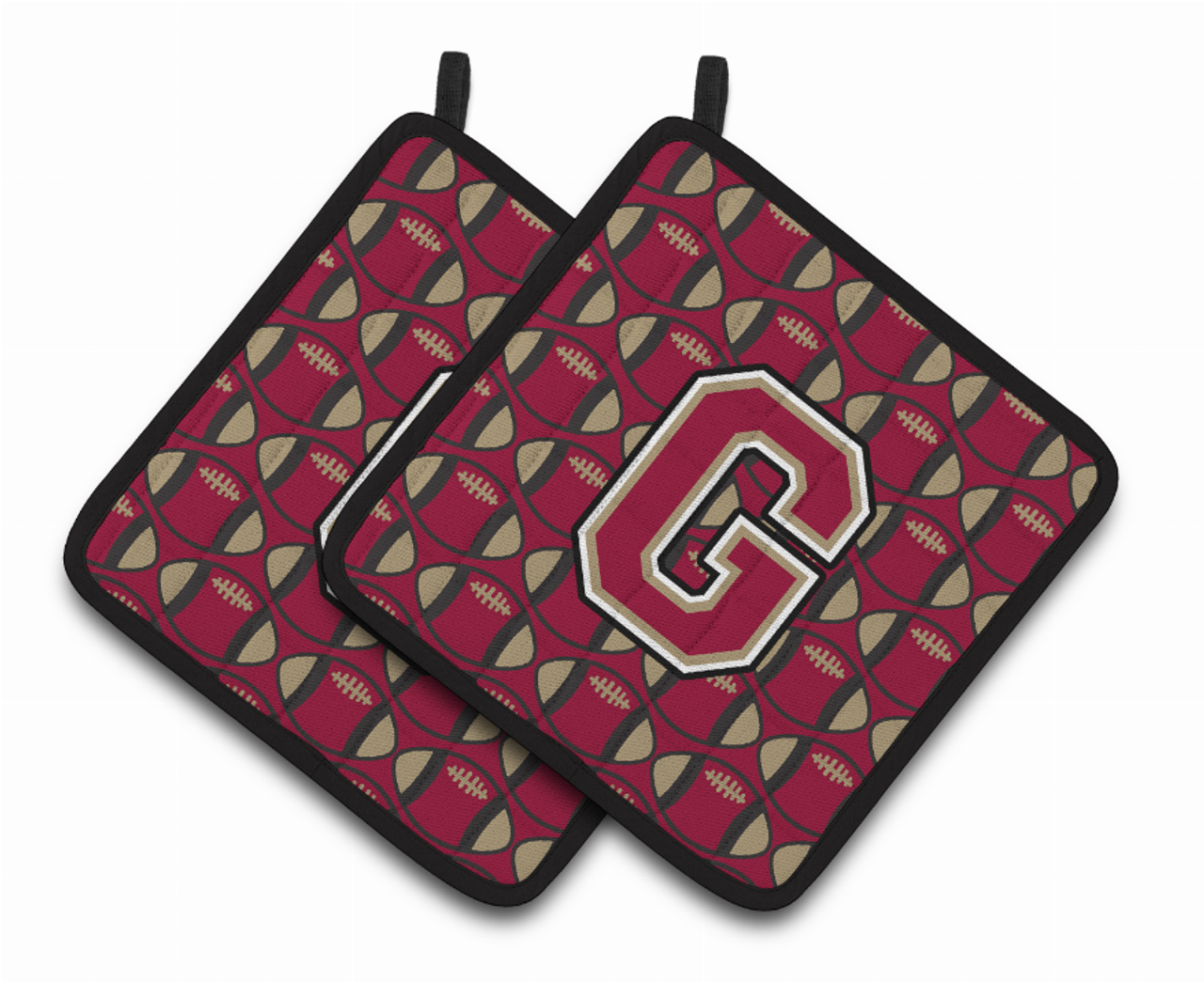 Monogram Football Pair of Pot Holders - CJ1078-GPTHD