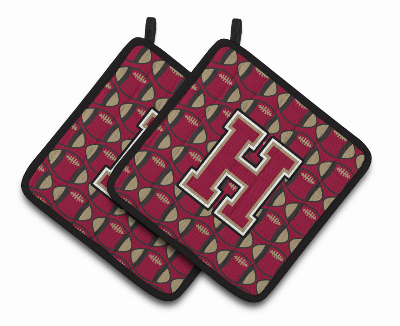 Monogram Football Pair of Pot Holders - CJ1078-HPTHD