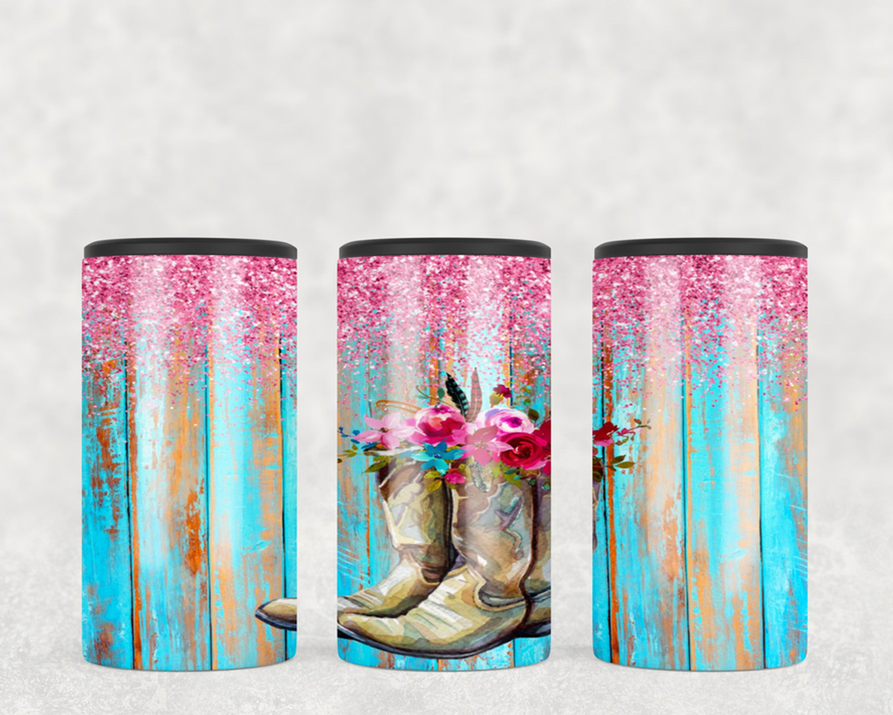 Pink faux glitter Boots  Steel can hugger - optional speaker