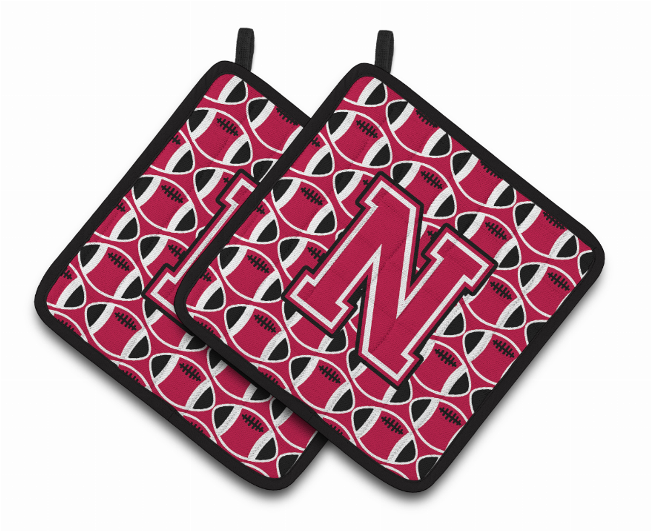 Monogram Football Pair of Pot Holders - CJ1079-NPTHD