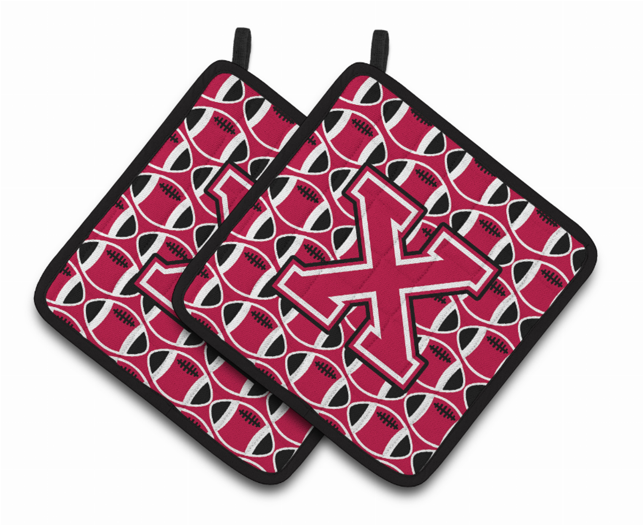 Monogram Football Pair of Pot Holders - CJ1079-XPTHD