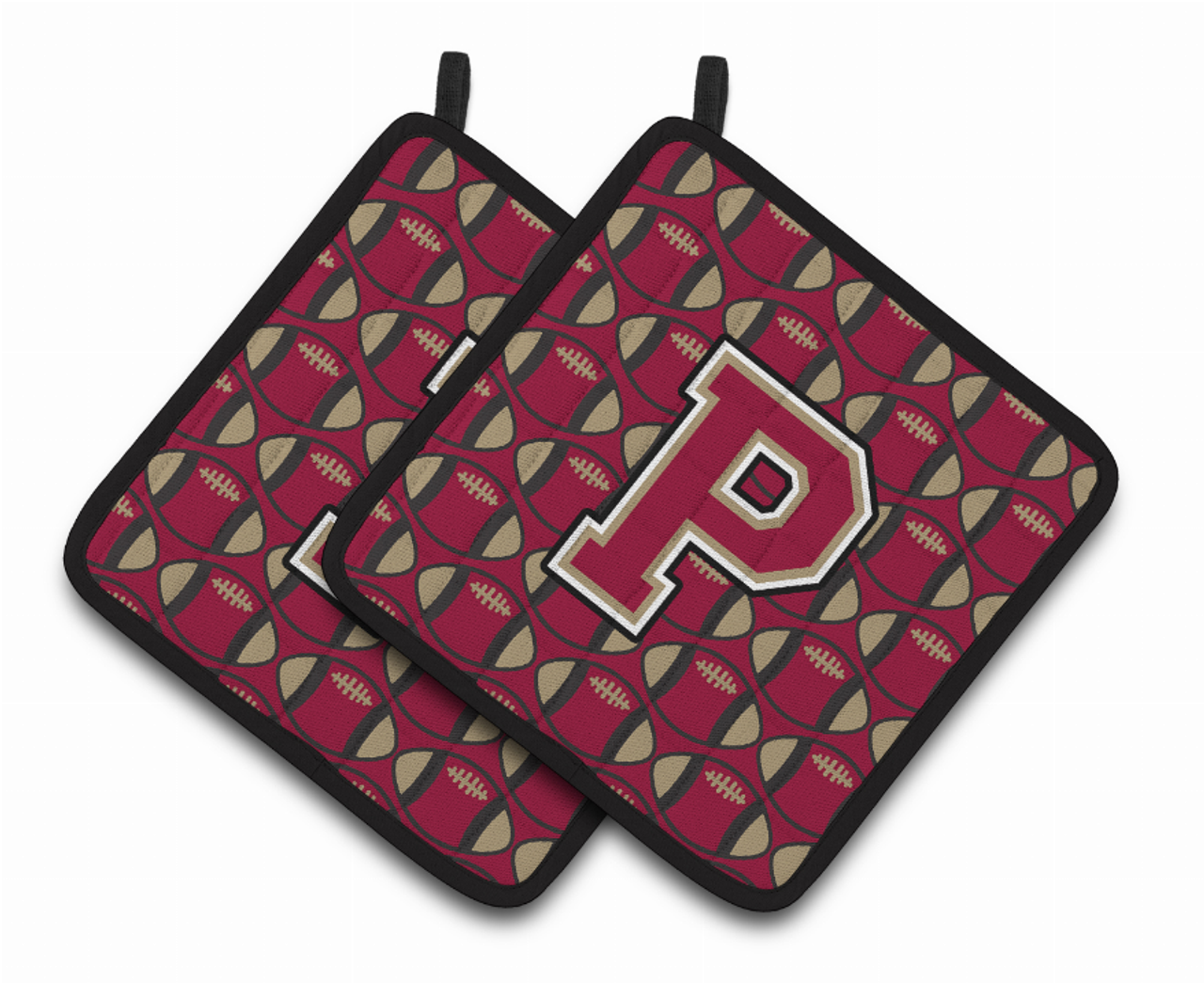 Monogram Football Pair of Pot Holders - CJ1078-PPTHD