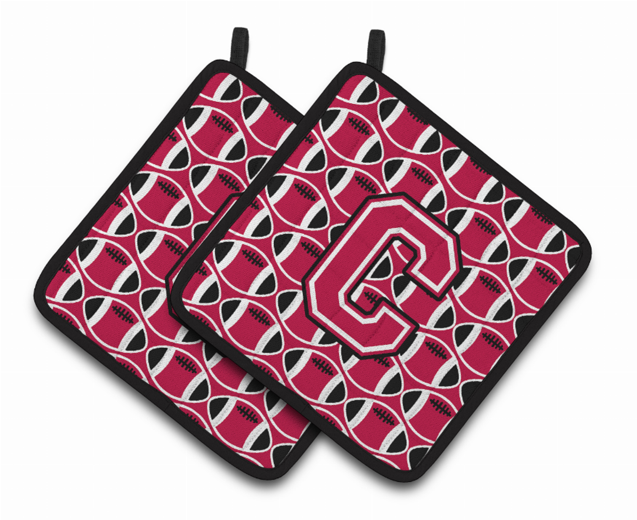Monogram Football Pair of Pot Holders - CJ1079-CPTHD