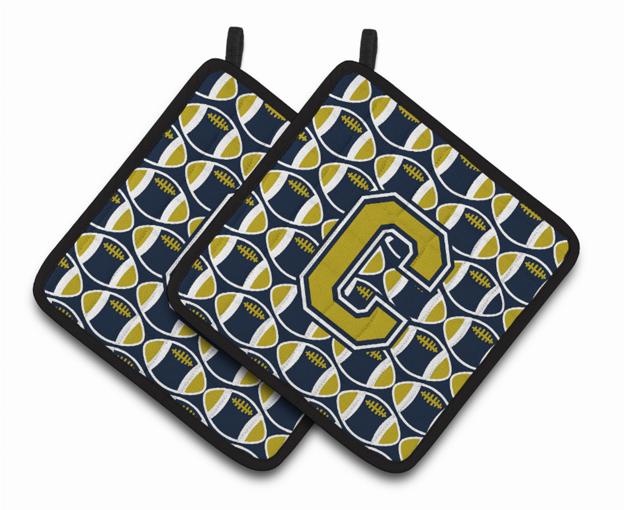 Monogram Football Pair of Pot Holders - CJ1074-CPTHD