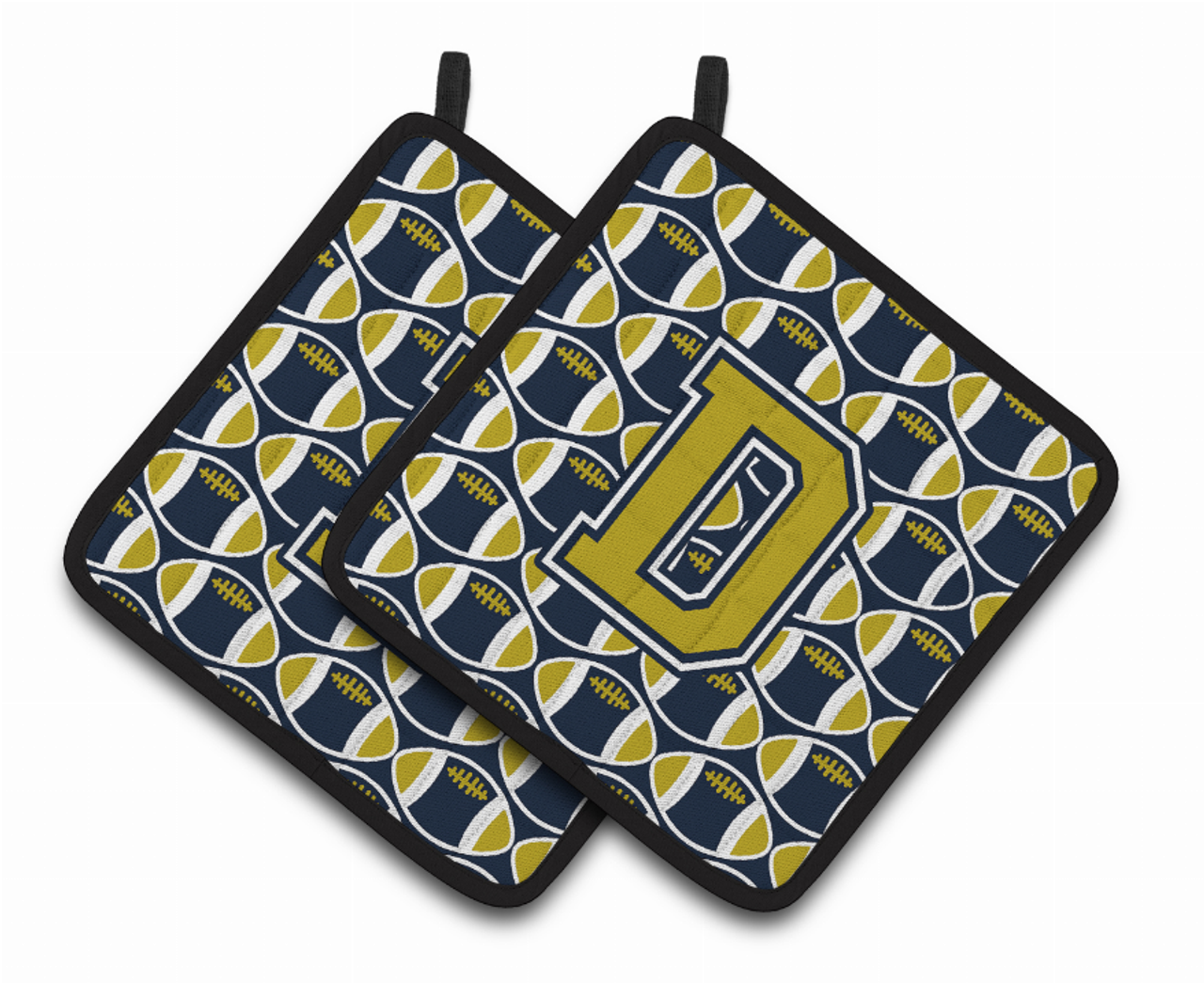 Monogram Football Pair of Pot Holders - CJ1074-DPTHD