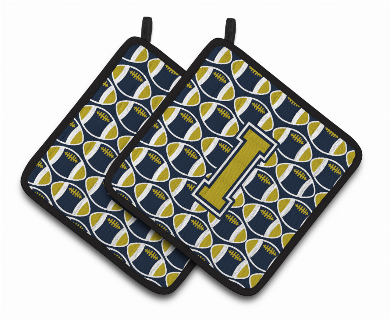 Monogram Football Pair of Pot Holders - CJ1074-IPTHD