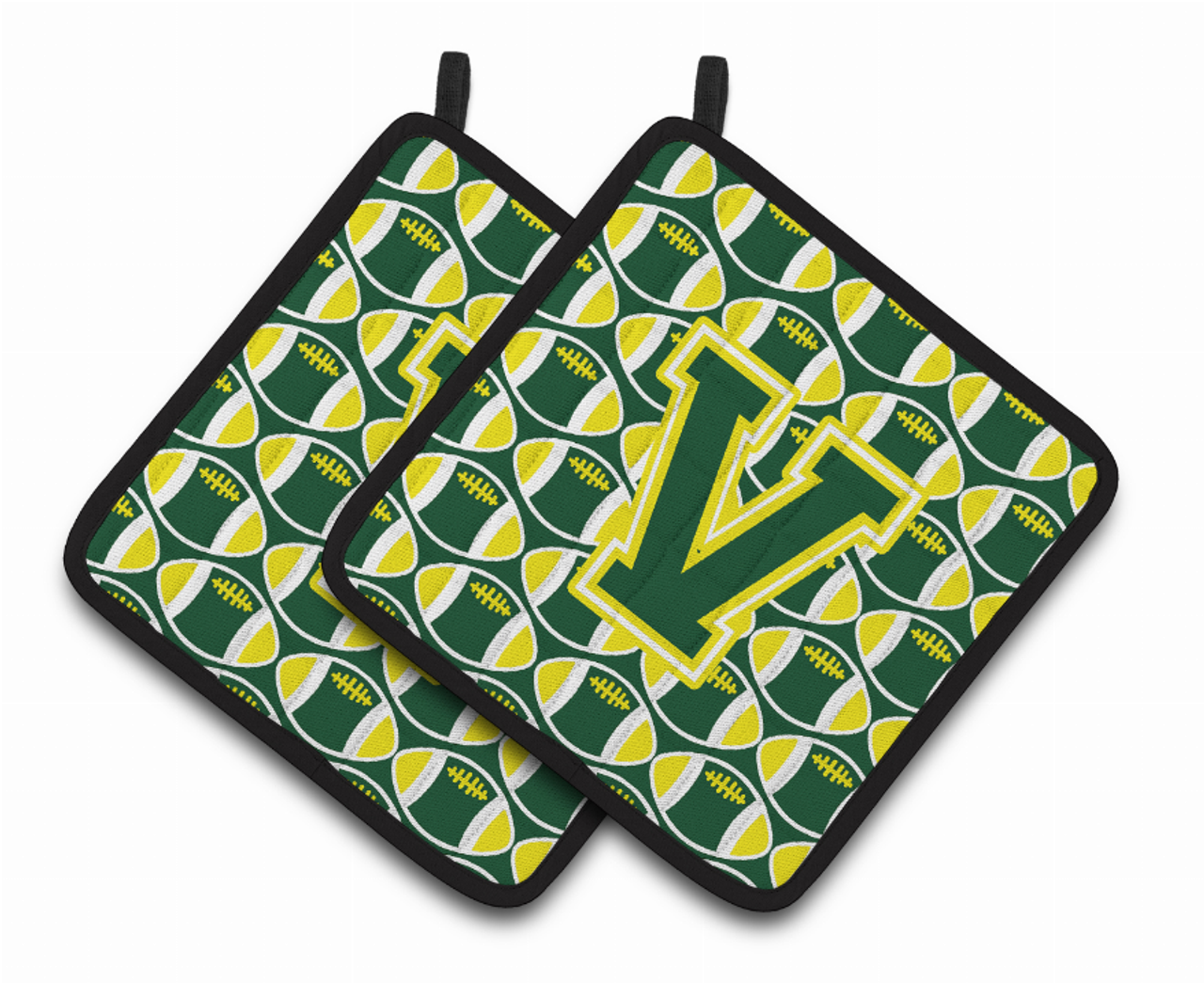 Monogram Football Pair of Pot Holders - CJ1075-VPTHD
