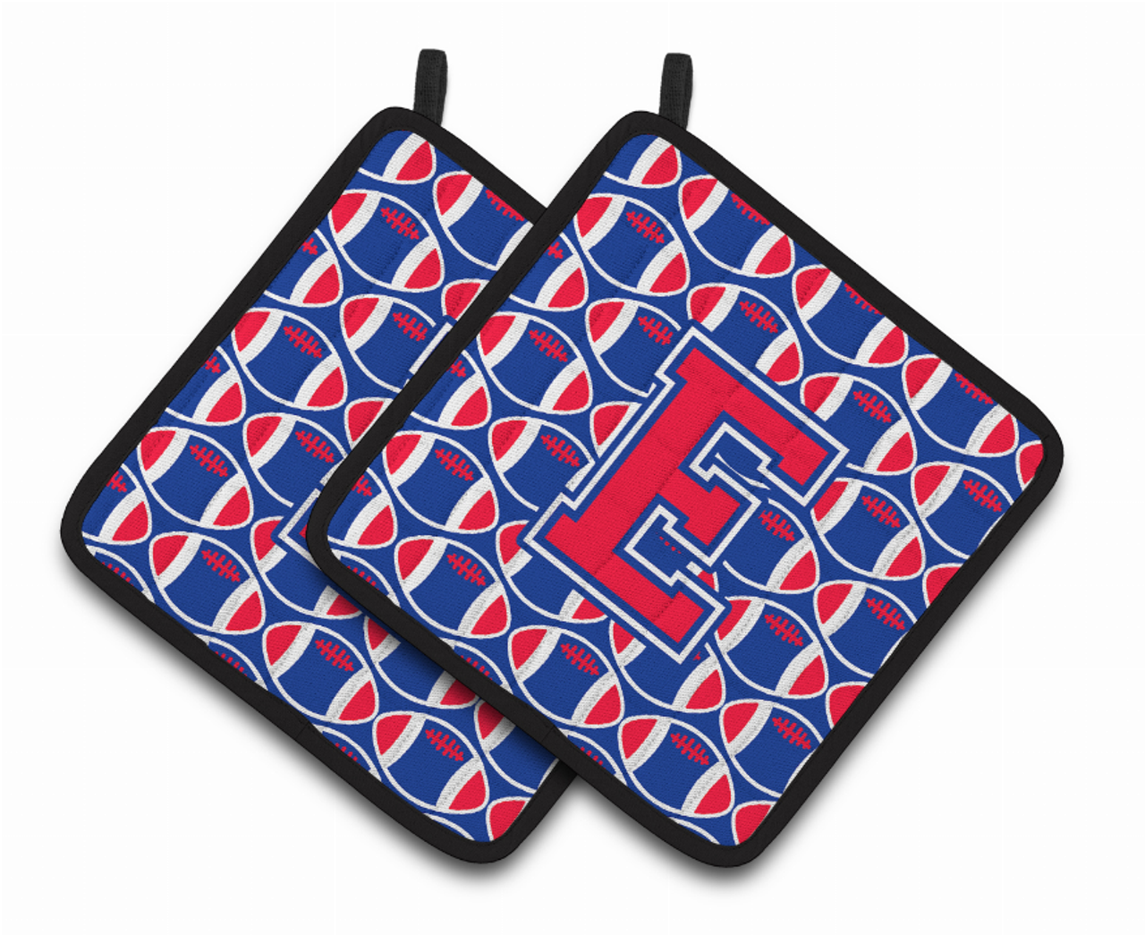 Monogram Football Pair of Pot Holders - CJ1076-EPTHD