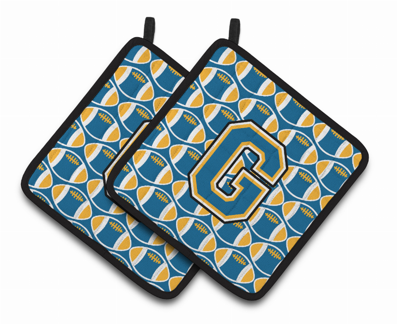 Monogram Football Pair of Pot Holders - CJ1077-GPTHD