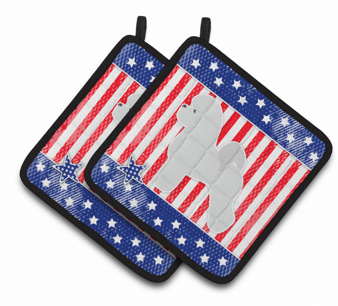 USA Patriotic Dog Art Pair of Pot Holders - S000213B001695P074708V015