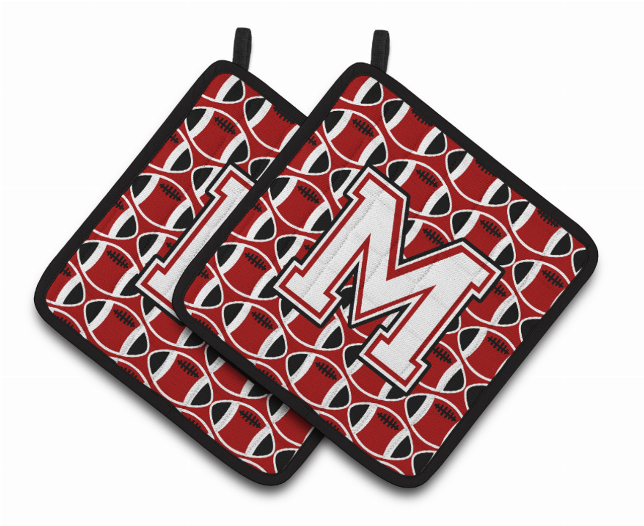 Monogram Football Pair of Pot Holders - CJ1082-MPTHD