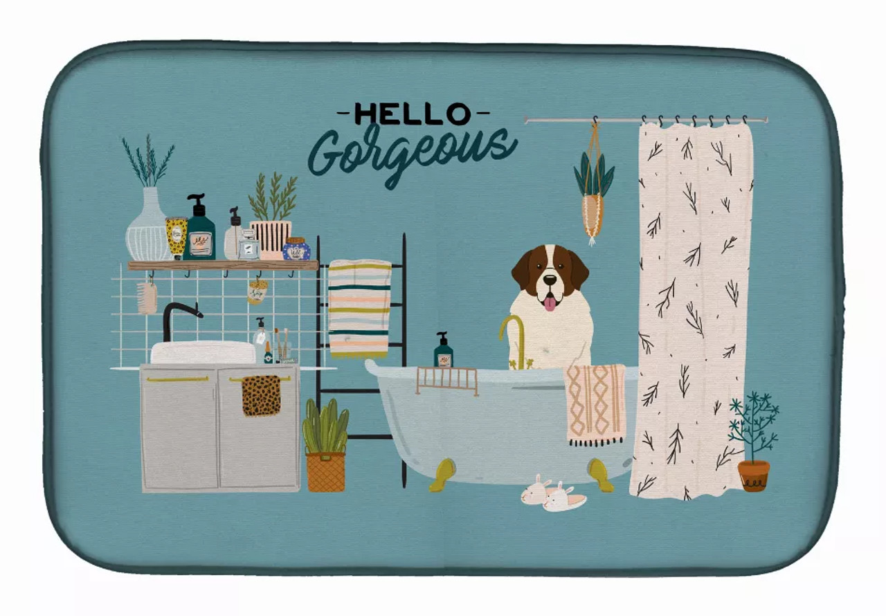 Dog in Bathtub Dish Drying Mat - S000213B001695P020163V014