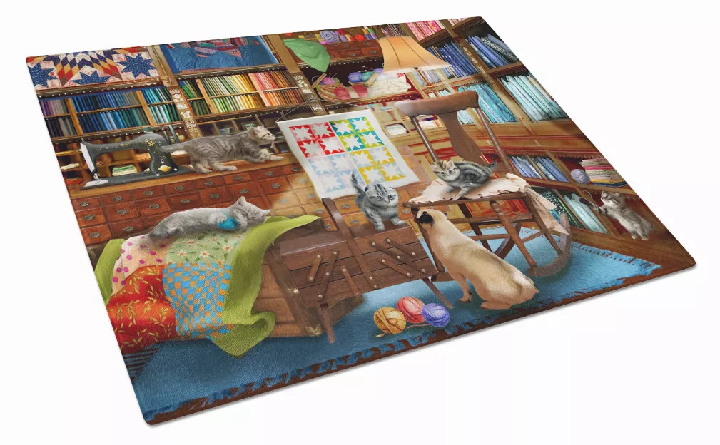 Dog Art Glass Cutting Board Large