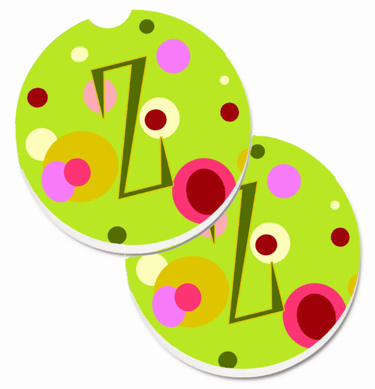 Letter Monogram Cup Holder Car Coasters (Set of 2) - CJ1010-ZCARC