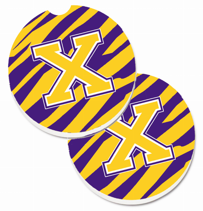 Letter Monogram Cup Holder Car Coasters (Set of 2) - CJ1022-XCARC