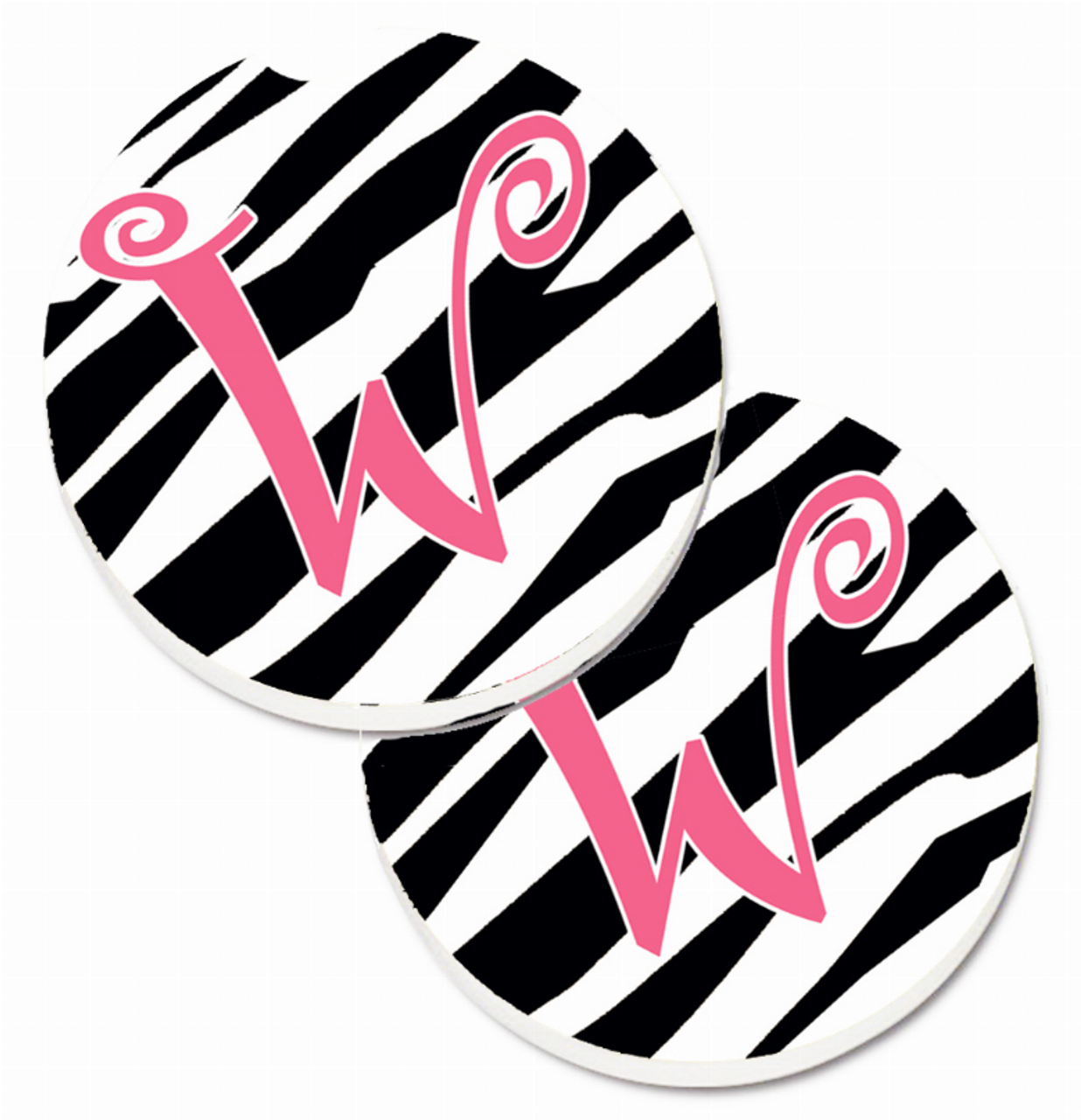 Letter Monogram Cup Holder Car Coasters (Set of 2) - CJ1037-WCARC