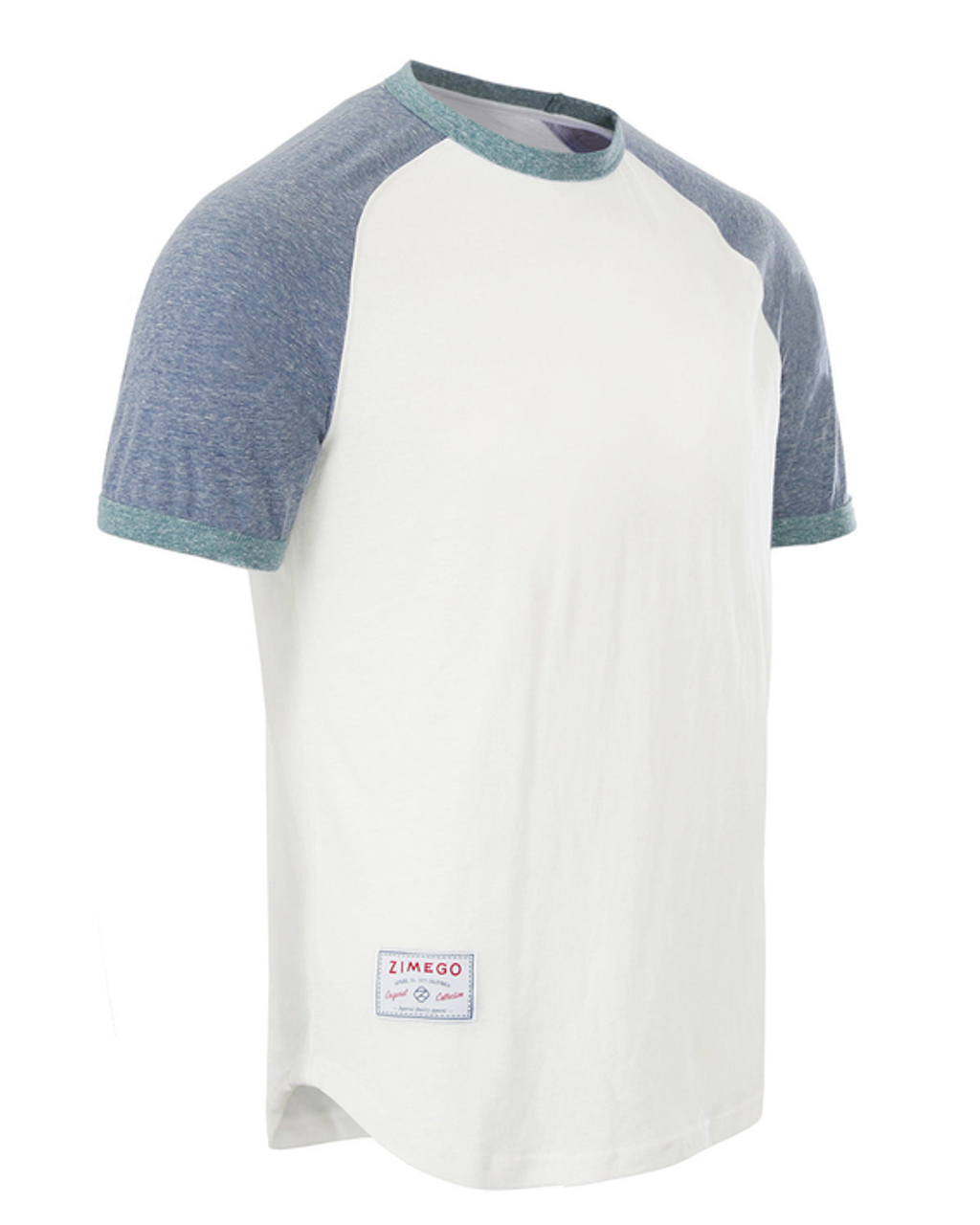 ZIMEGO Men's Short Sleeve Classic Retro Contrast Raglan Ringer T-Shirt - ZGSS154R-WHT-NAV-L