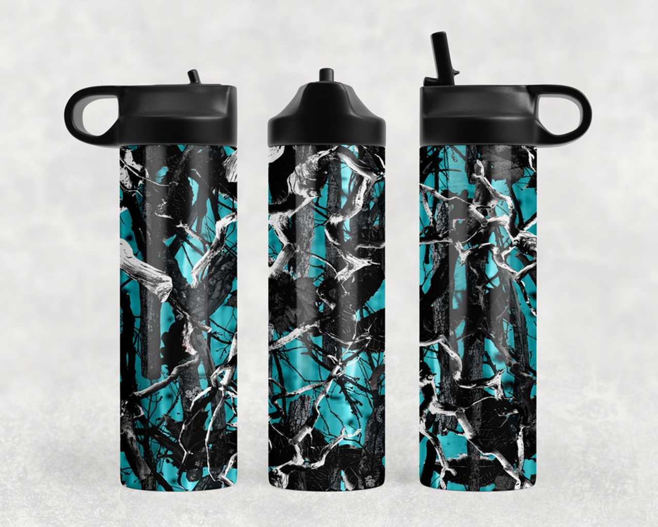 Teal Camo Steel Water Bottle
