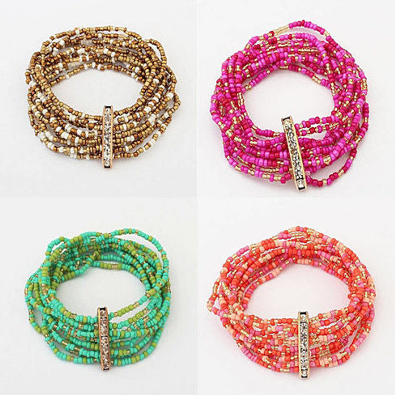 Bohemian Bead Bracelet in Springy Colors - 740016267331