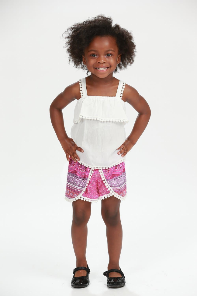 Raspberry Mosaic Border Print Wrap Shorts - S001831B002253P000656V004