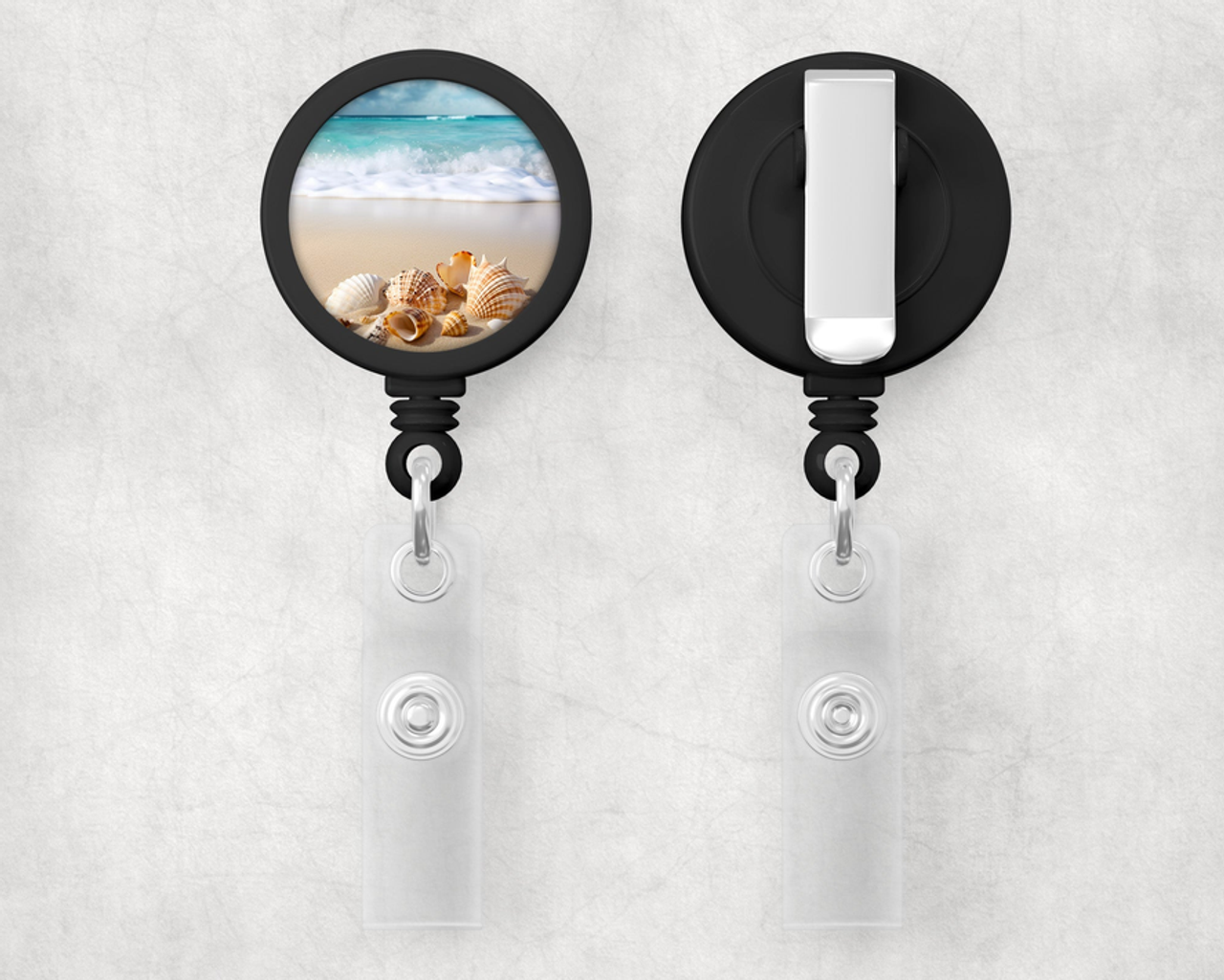 Beach faux glitter 1" Retractable Badge Reel
