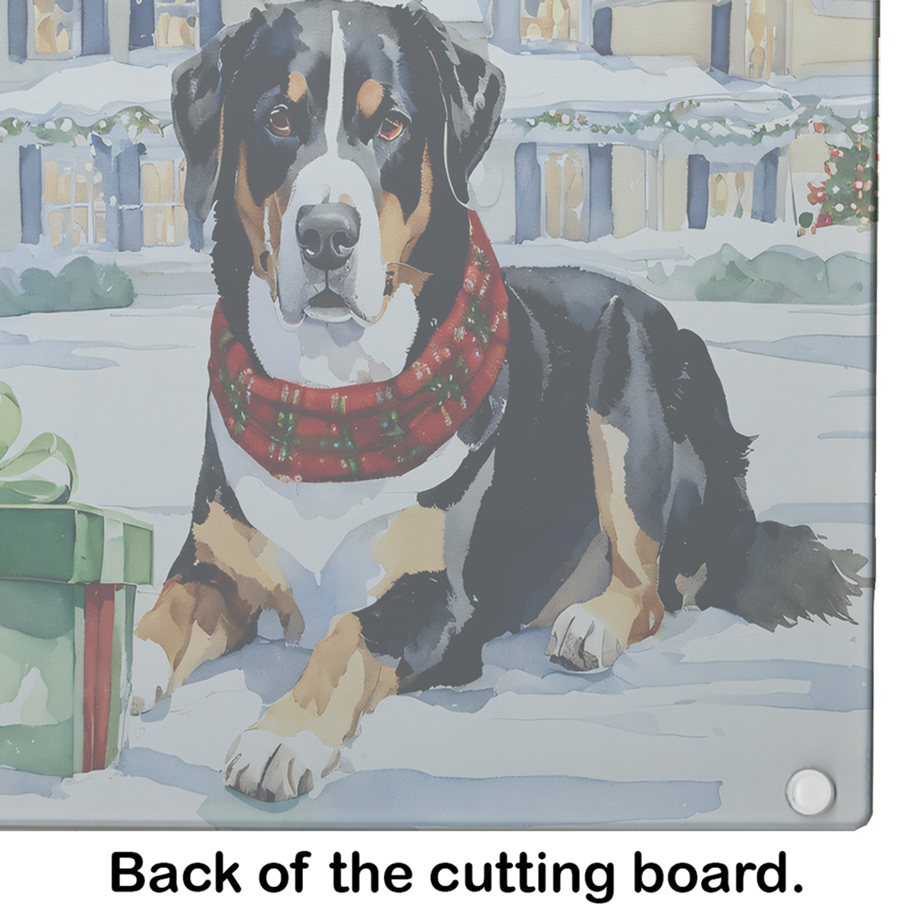 Entlebucher Mountain Dog Cozy Christmas Glass Cutting Board