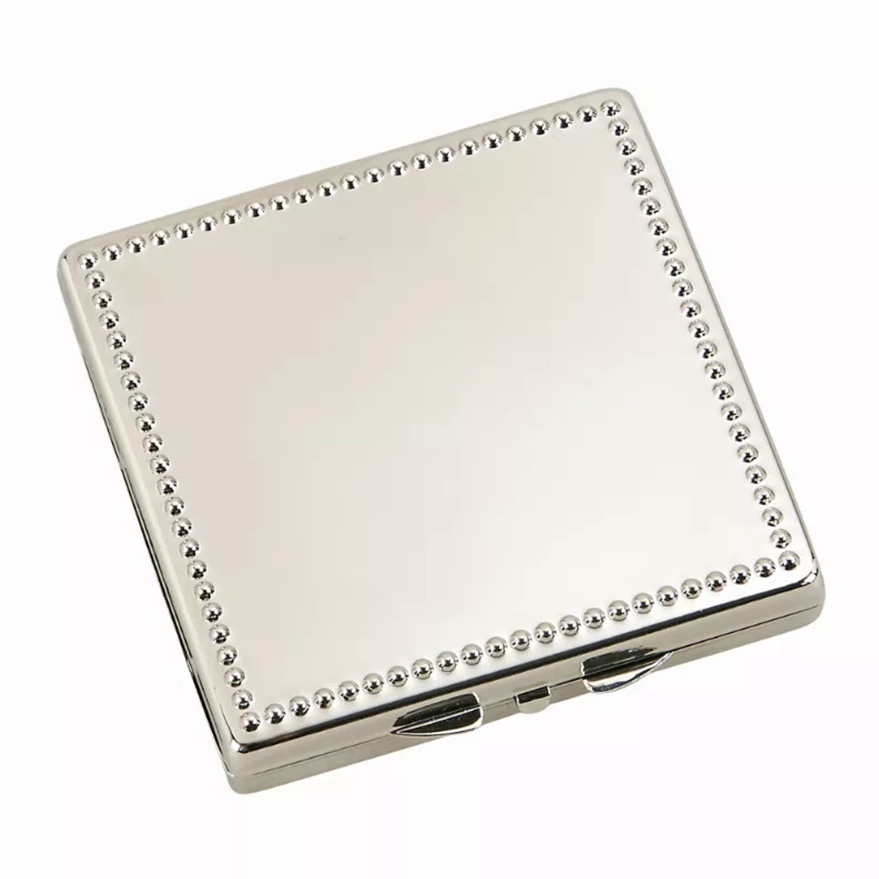 Beaded Square Compact Mirror, 2.5"