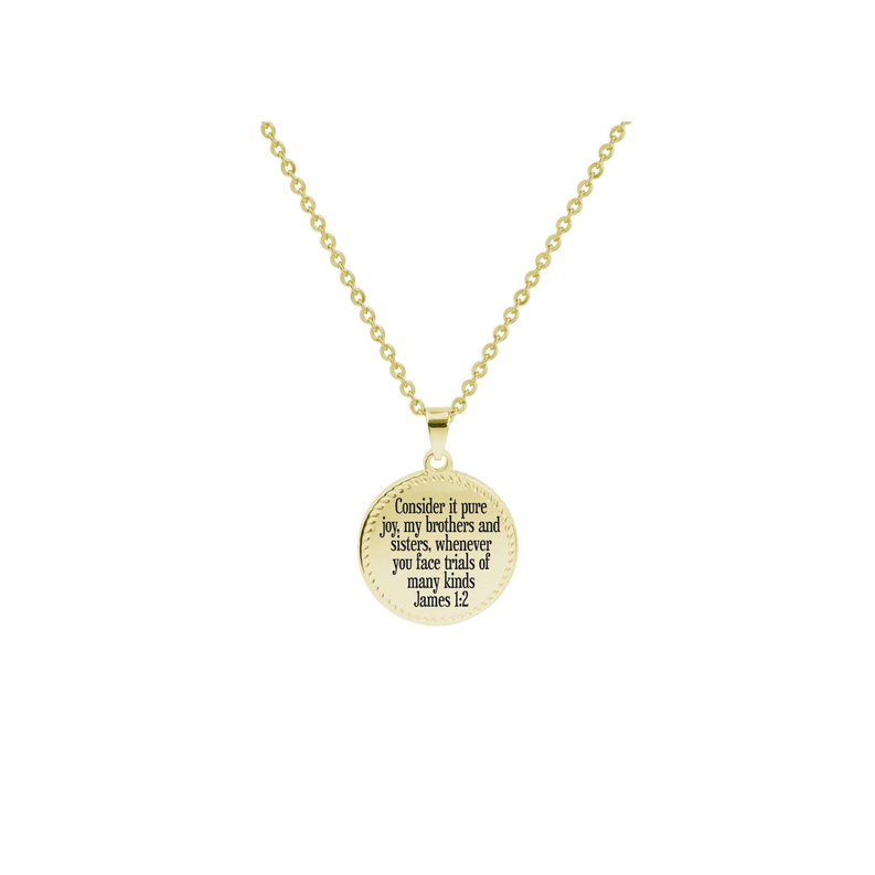 Bezeled Disc Scripture Necklace - PinkBox-25-4515