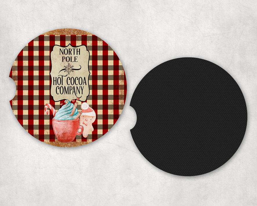 North Pole Hot Chocolate Company Neoprene Car Coaster Set