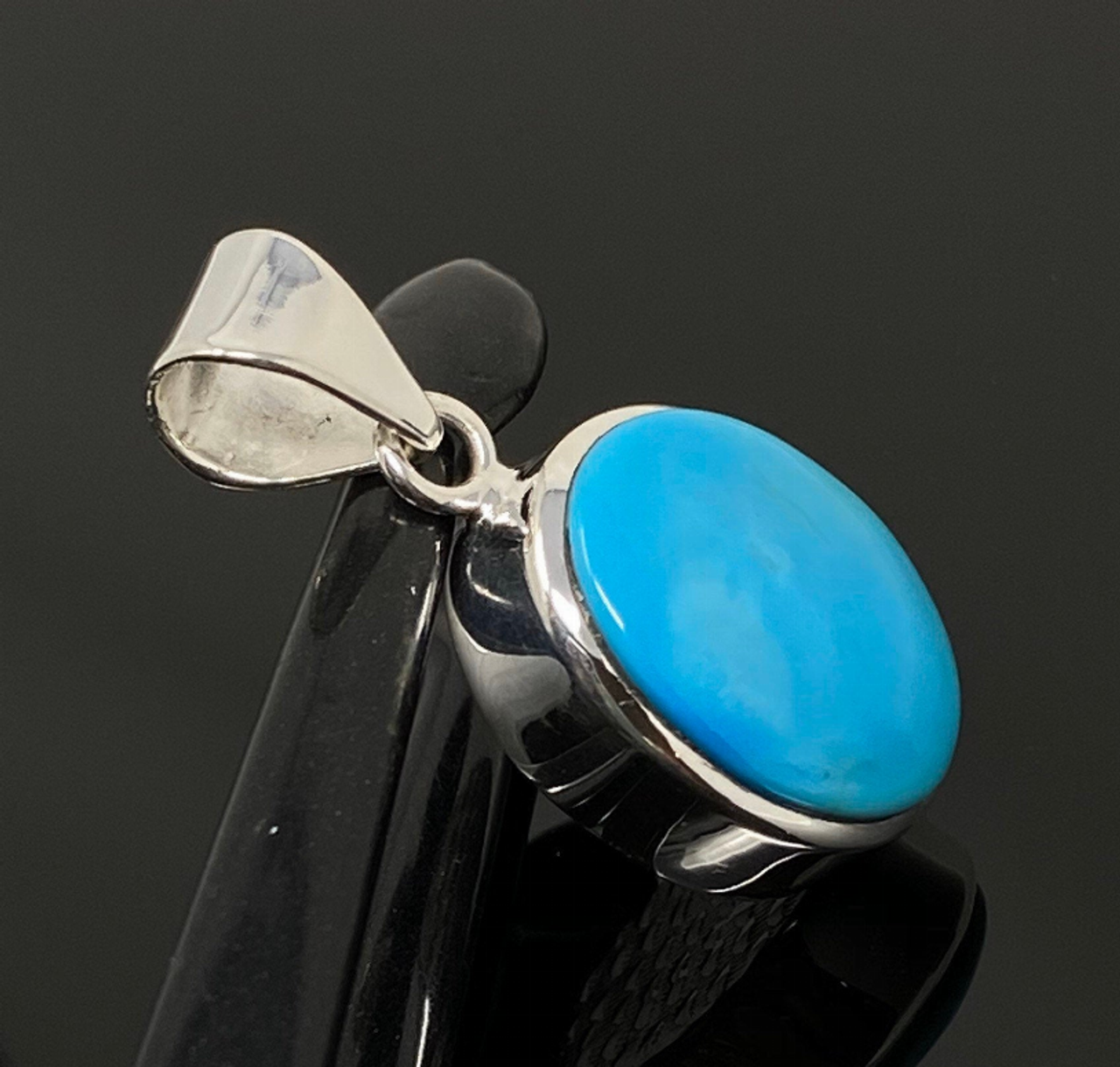 Natural Sleeping Beauty Turquoise Pendant, Sterling Silver Turquoise Gemstone Pendant, Bohemian Jewelry, 1.30" X 0.60"