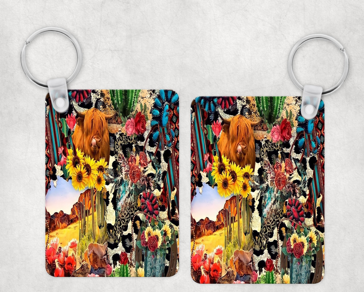 Highland Cow Collage Keychain Highland Cow Collage Keychain
