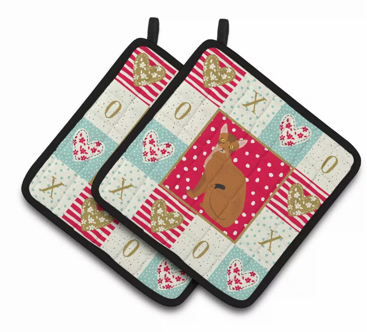 Seated Cat XOXO Pair of Pot Holders - CK5733PTHD