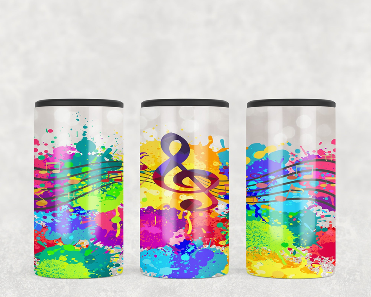 Rainbow Music Notes  Steel can hugger - optional speaker