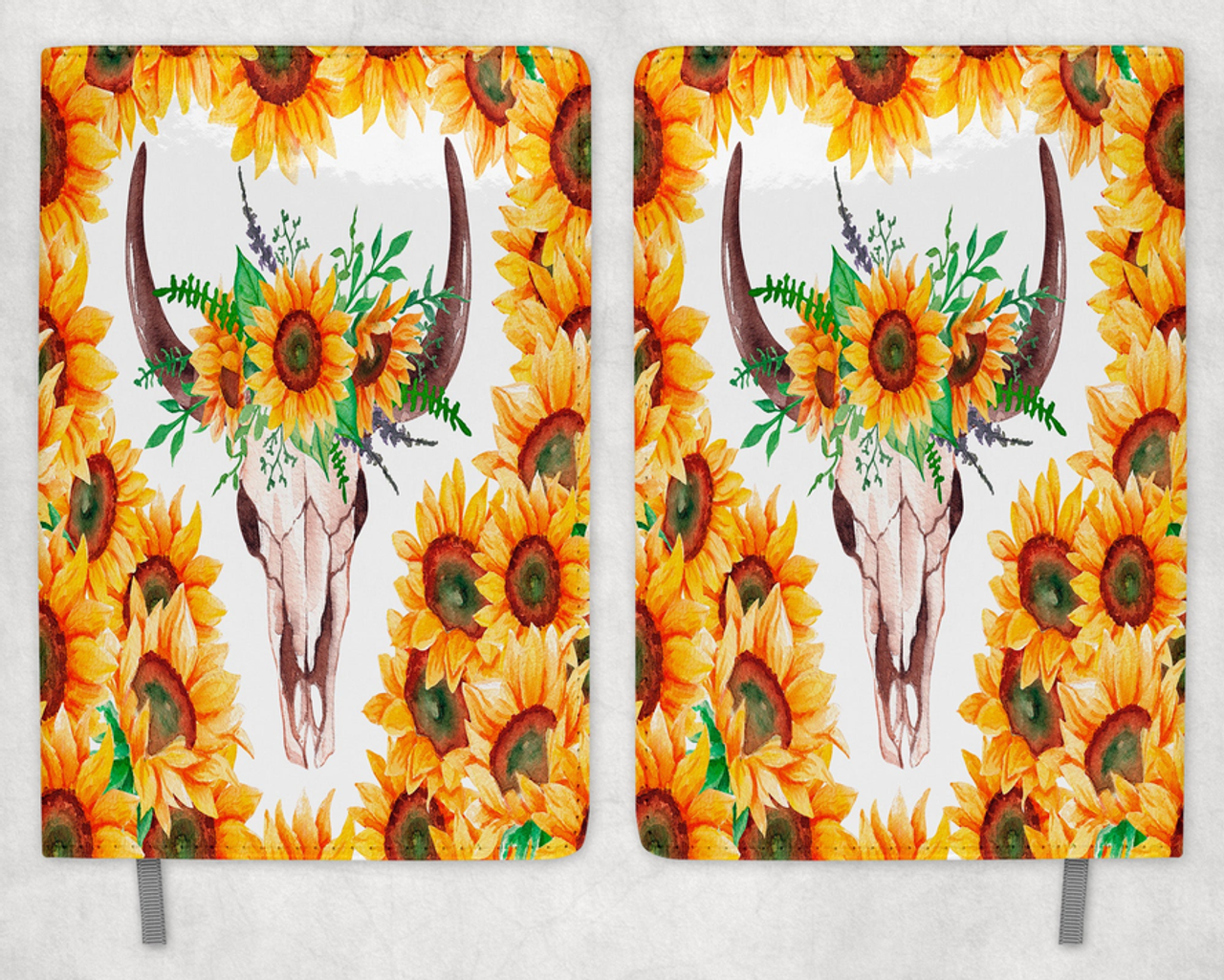 Sunflower bull Skull Printed 8 Inch  A-5 Journal