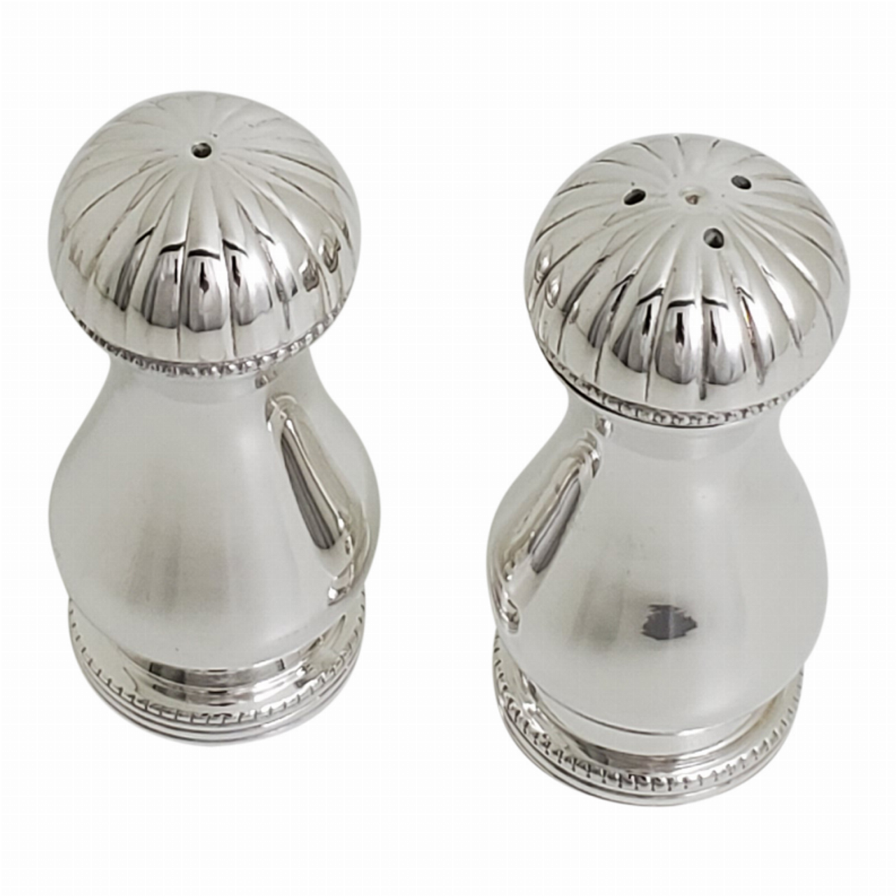 Salt & Pepper with Fluted Tops Boxed Silver Plate